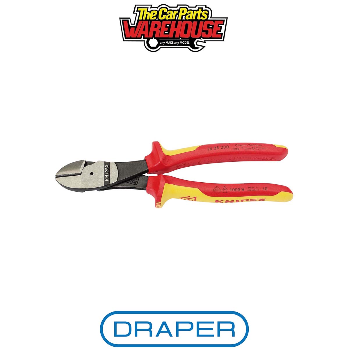Draper 31929 KNIPEX 74 08 200UKSBE VDE Fully Insulated High Leverage Diagonal Si
